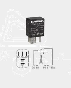 Narva 68070BL 12V 20/10 Amp 5 Pin Micro Change-Over Relay Resistor Protection