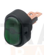 Hella Compact On-Off Rocker Switch - Green Illuminated, 12V (4473)