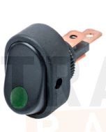 Hella Compact Off-On Rocker Switch - Green Illuminated, 12V (4477)