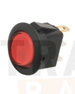 Hella Compact Off-On Rocker Switch - Red Illuminated, 12V (4446)