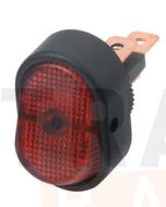 Hella Compact On-Off Rocker Switch - Red Illuminated, 12V (4474)